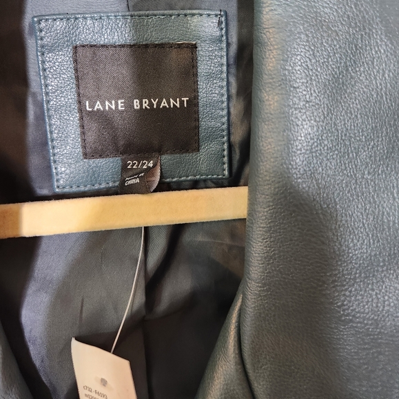 Lane Bryant green faux leather moto jacket nwt 22/24 2022 version - Picture 6 of 7